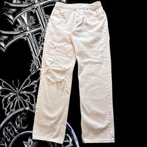 Women's White and Cream Jeans